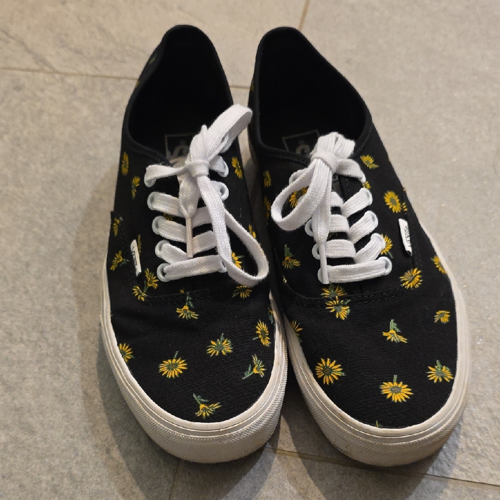 Vans Black Sneakers with Sunflower Print